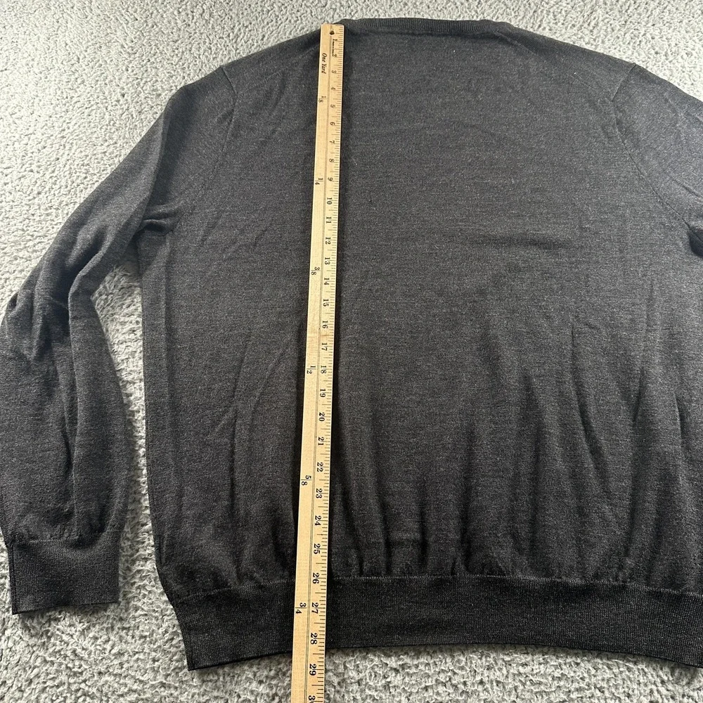 Polo Ralph Lauren Sweater Mens 2XL Gray Merino Wool V-Neck Knit Long Sleeve